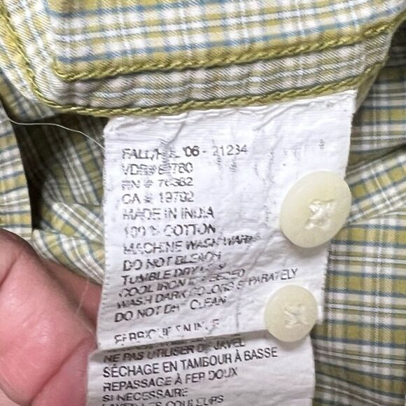 Timberland Men's 100% Cotton Button Down Oxford Shirt Green Plaid Size Large - Picture 5 of 5